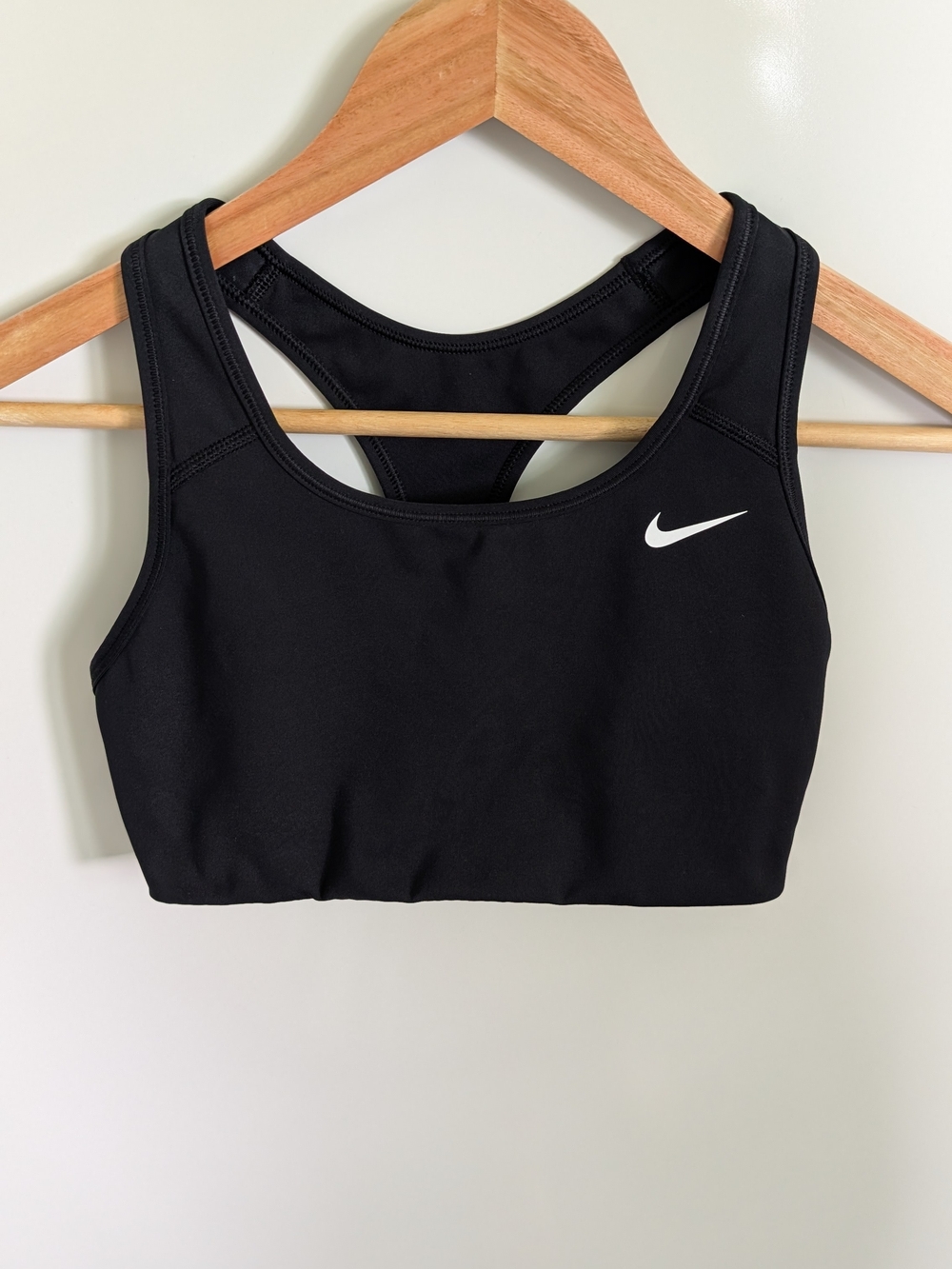 Nike Black Racerback Sports Bra with White Swoosh